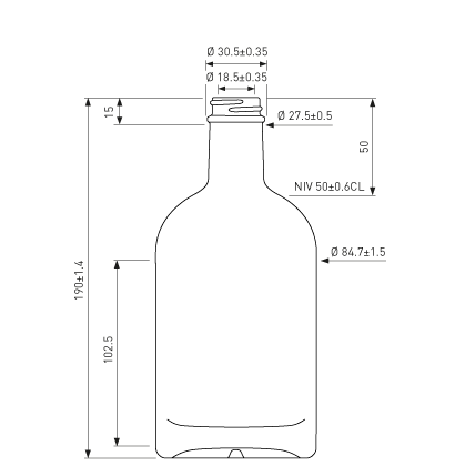 Spirituosenflasche Gpi Cl Weiss Obl