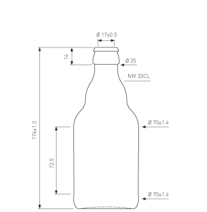 Beer bottle crown 33cl Steinie white