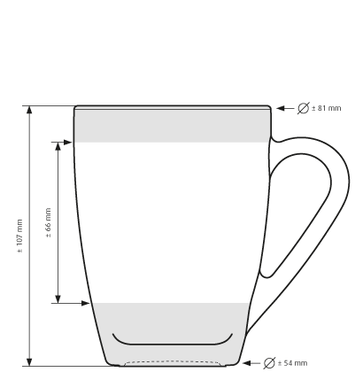 Glass coffee cups with shop measurements