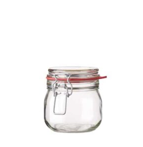 Konfitürenglas 634 ml weiss, Bügelverschluss silbrig, Dichtung rot